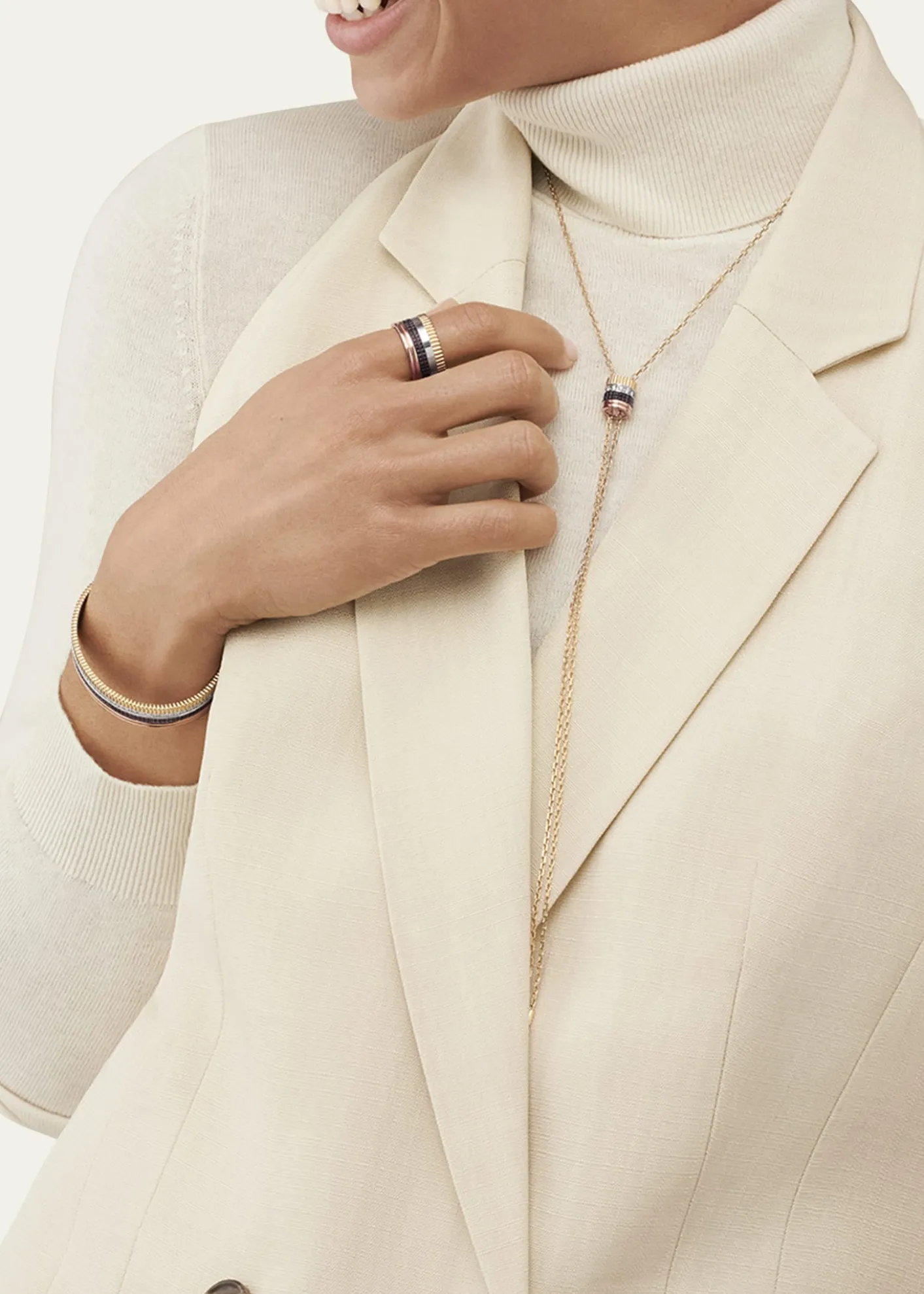 BoucheronQuatre Large Ring in Tricolor Gold with Brown PVD