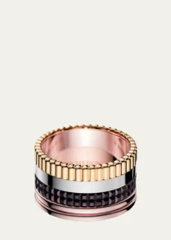 BoucheronQuatre Large Ring in Tricolor Gold with Brown PVD