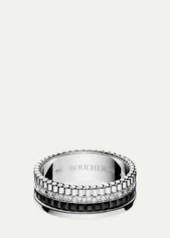 BoucheronQuatre Small Ring in White Gold with Diamonds and Black PVD