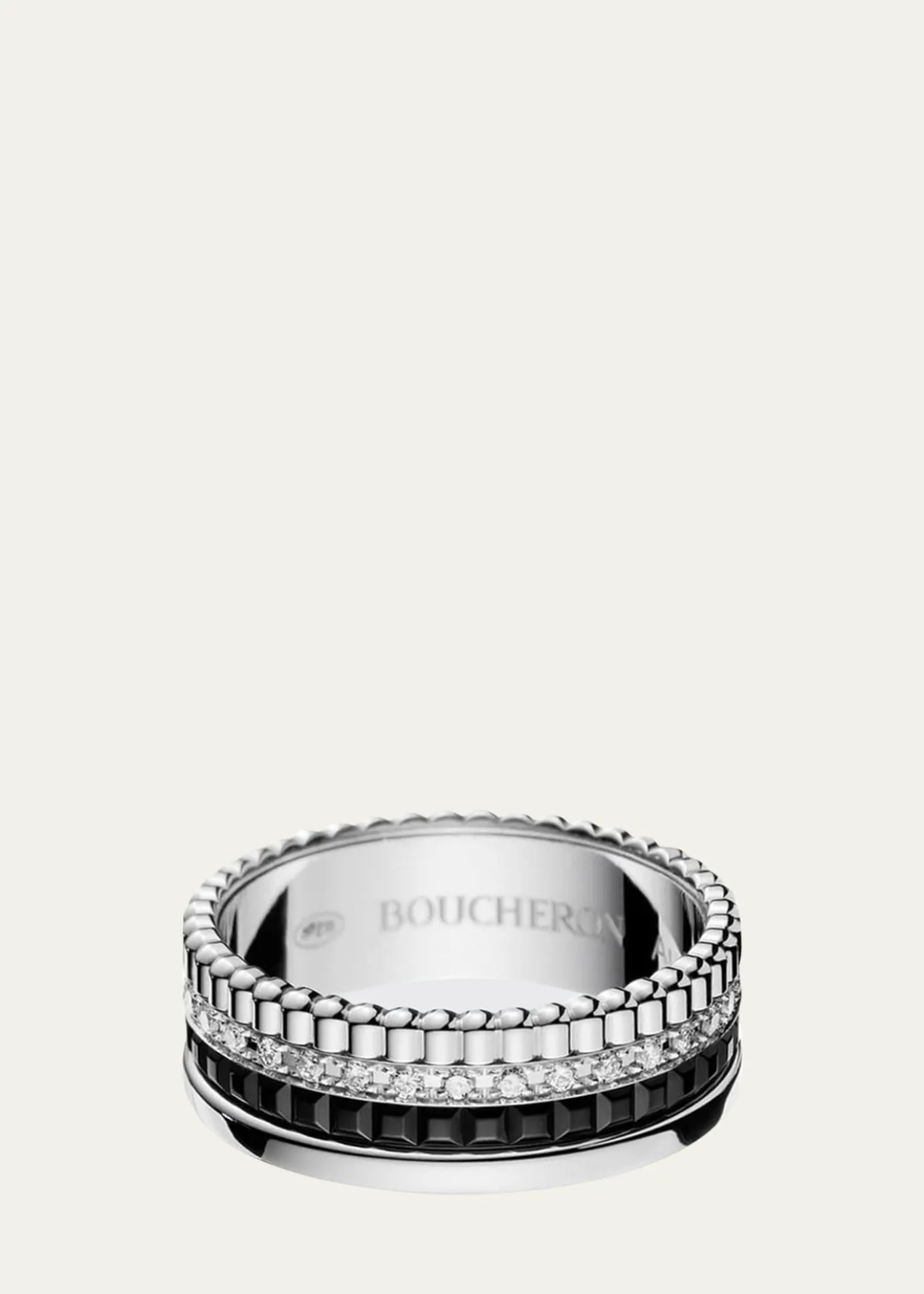 BoucheronQuatre Small Ring in White Gold with Diamonds and Black PVD