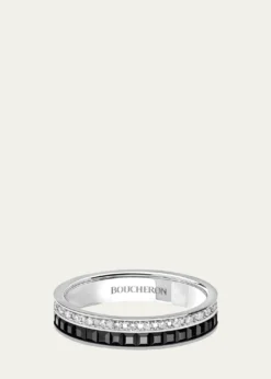 BoucheronQuatre Wedding Band in White Gold with Diamonds and Black PVD