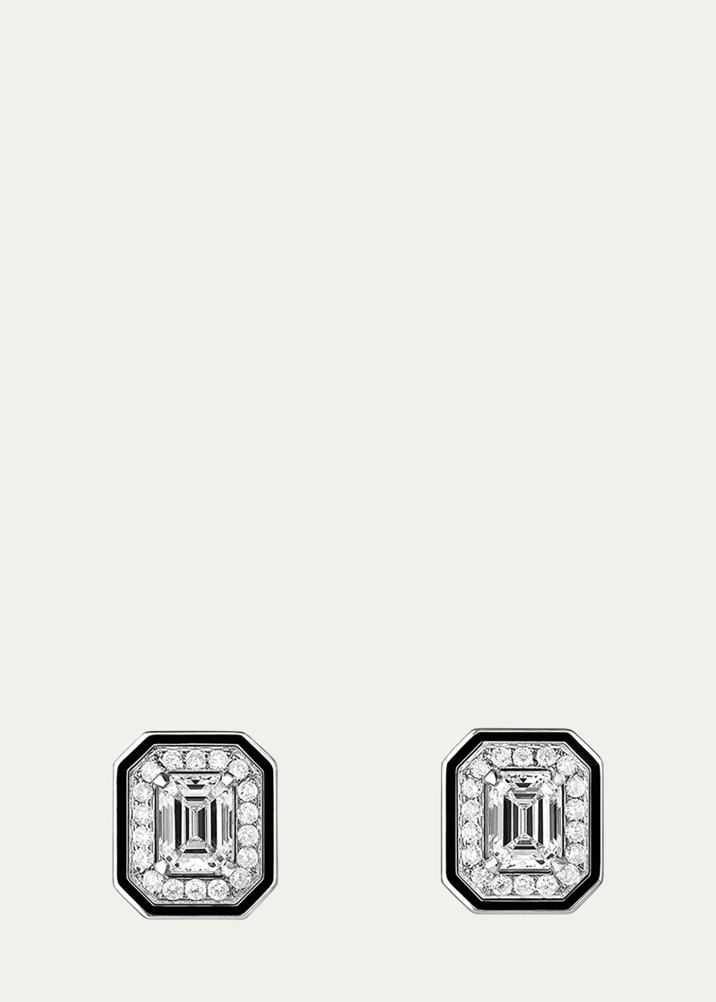 BoucheronVendome Lisere 18K White Gold Emerald Cut Diamond Stud Earrings