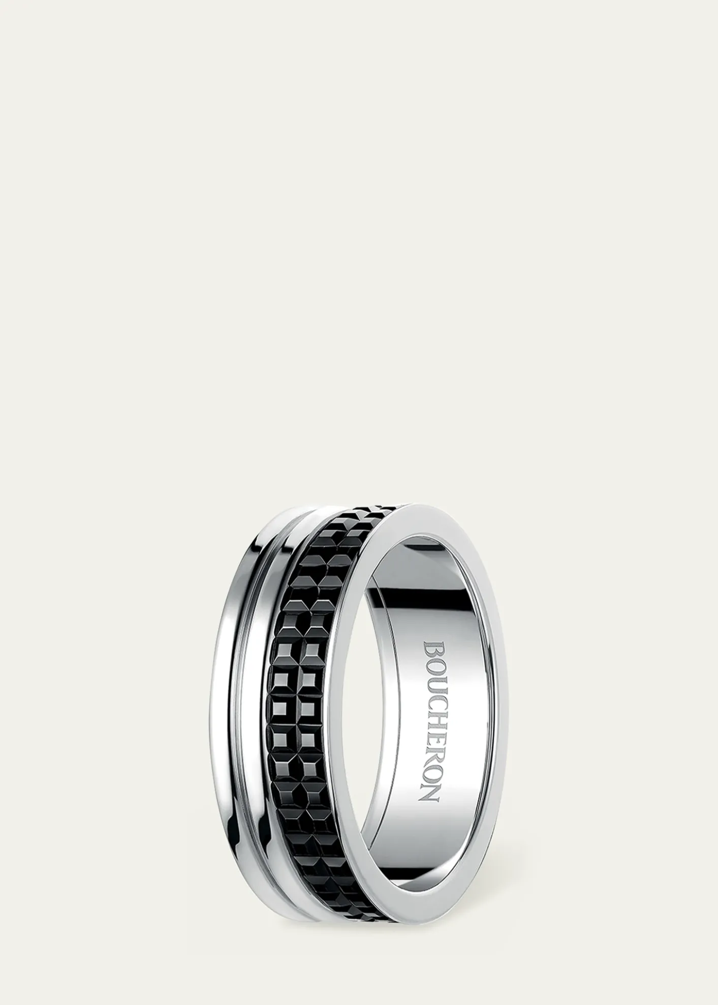 BoucheronWhite Gold Quatre Black Edition Band Ring, Large Model