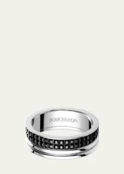 BoucheronWhite Gold Quatre Black Edition Band Ring, Large Model