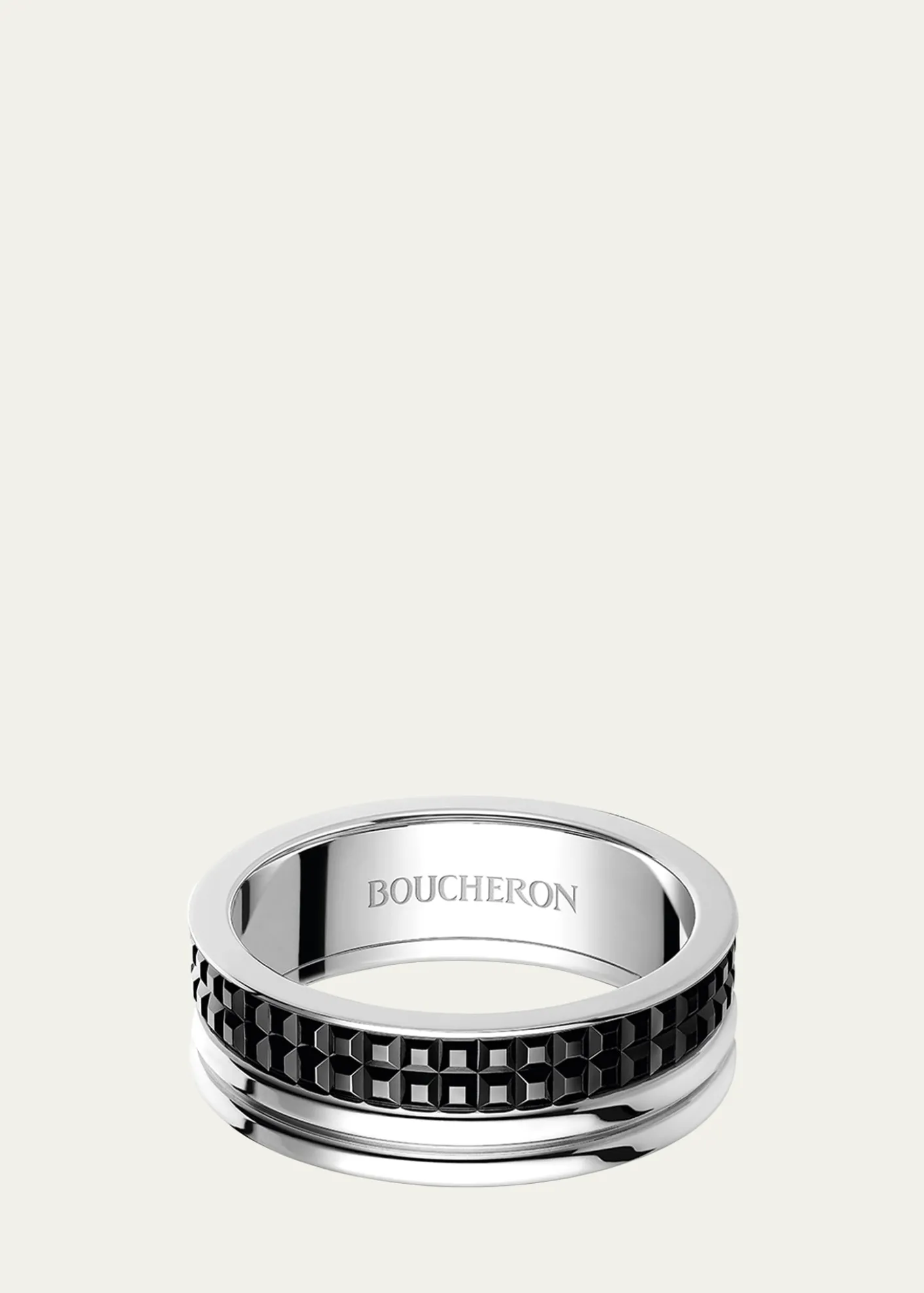 BoucheronWhite Gold Quatre Black Edition Band Ring, Large Model