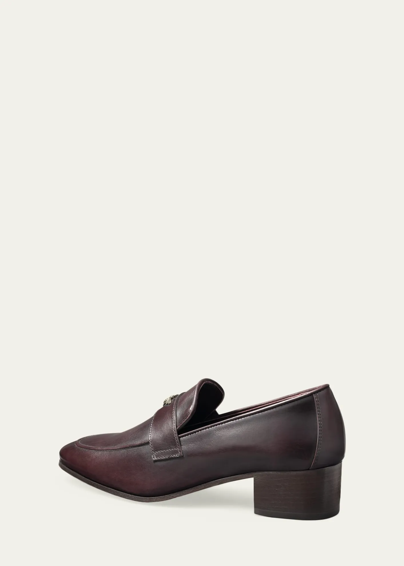 BougeotteBrushed Leather Block-Heel Loafers