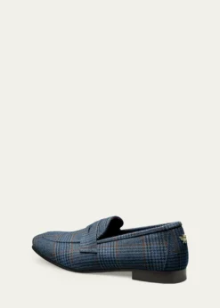BougeotteFlaneur Plaid Wool Penny Loafers