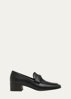 BougeotteLeather Medallion Heeled Loafers