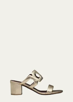Bougeotte55mm Metallic Link Block-Heel Sandals
