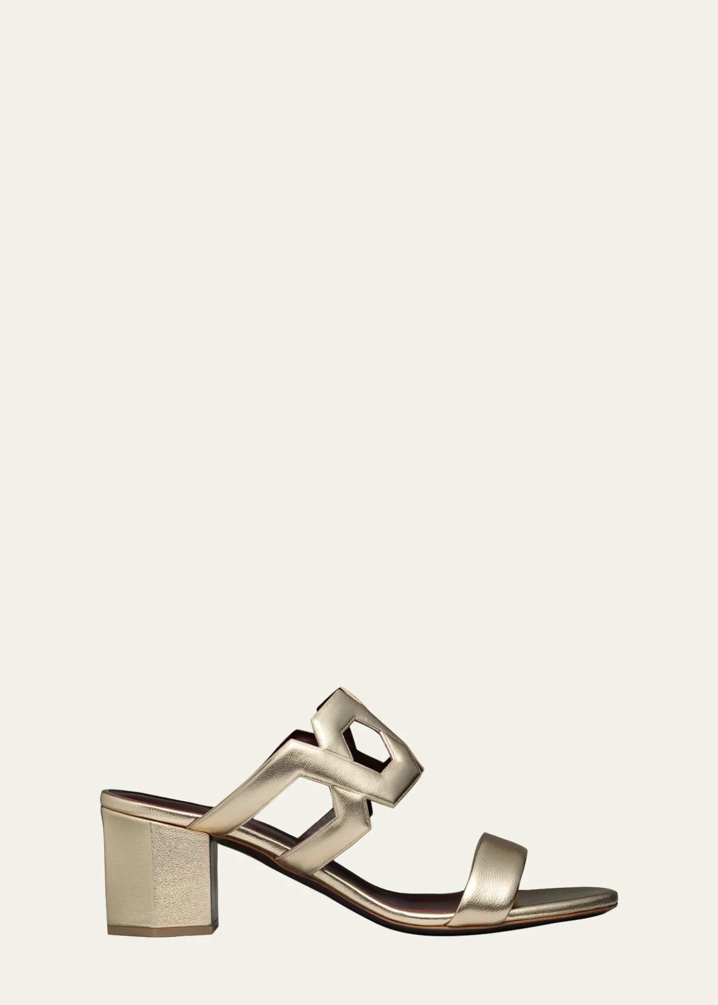 Bougeotte55mm Metallic Link Block-Heel Sandals