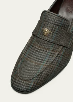 BougeottePlaid Wool Block-Heel Loafers