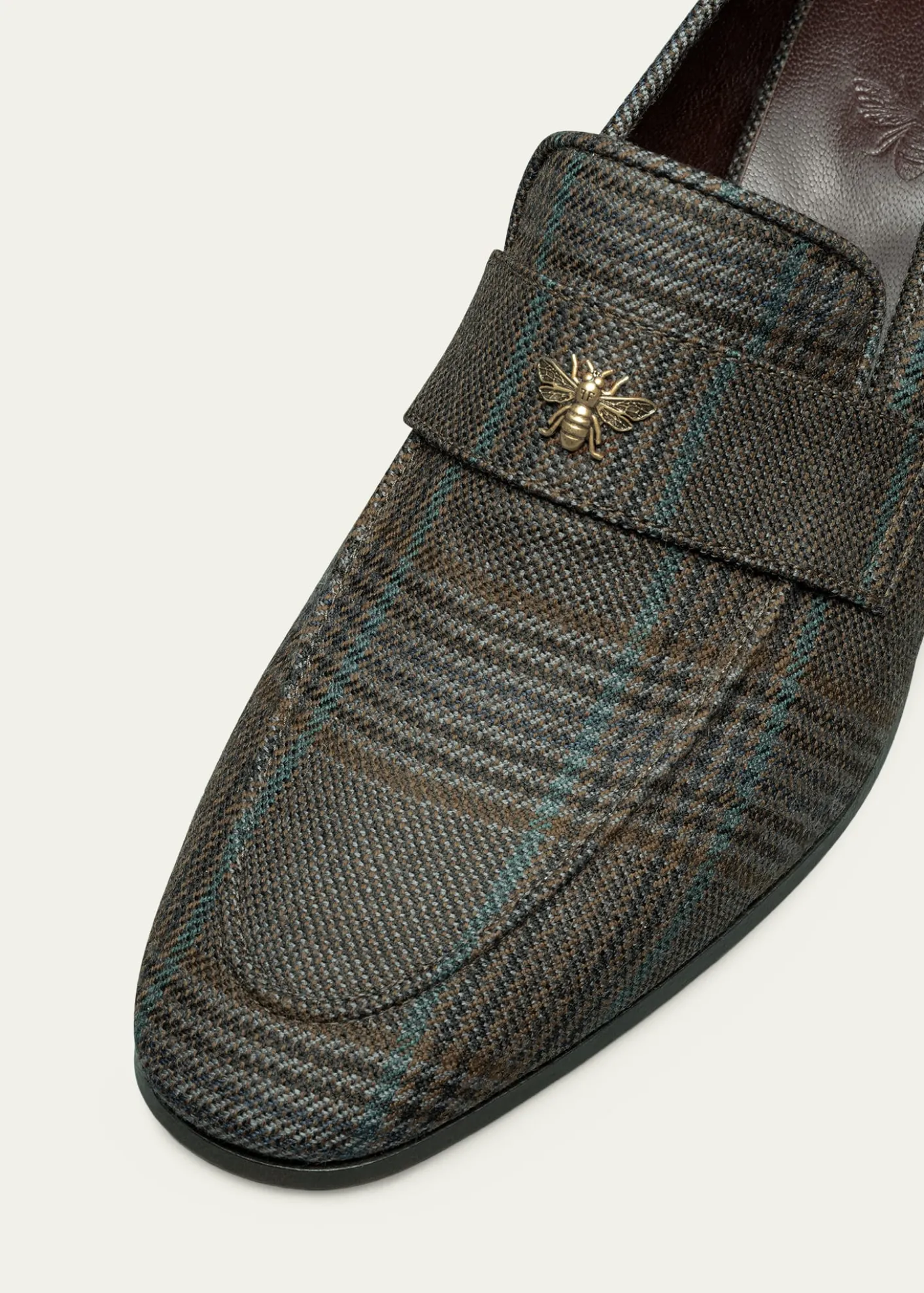 BougeottePlaid Wool Block-Heel Loafers