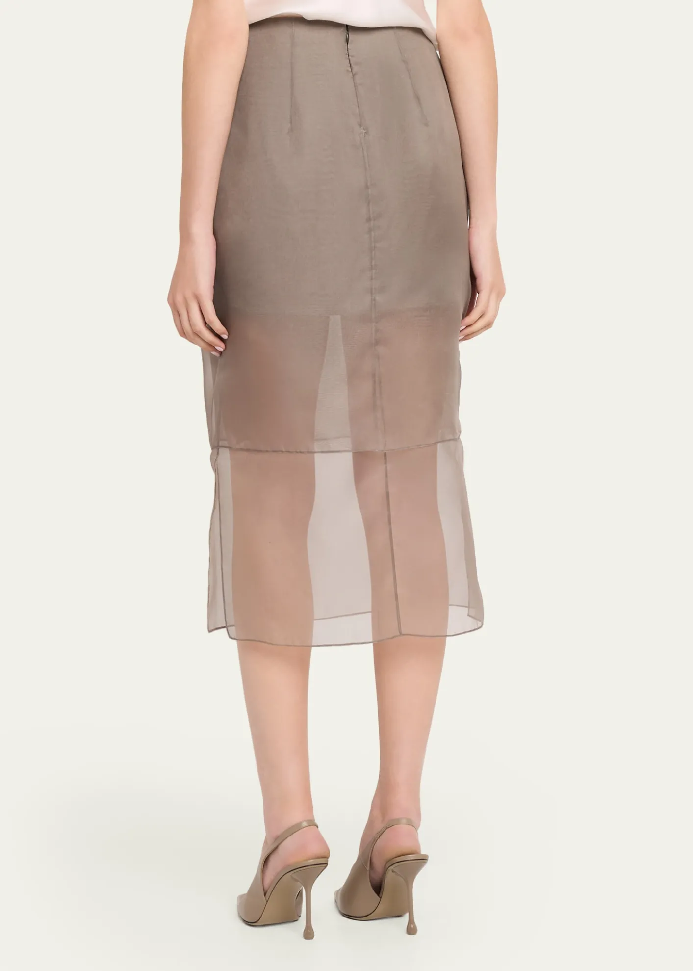 Brandon MaxwellBrett Layered Silk Organza Midi Pencil Skirt