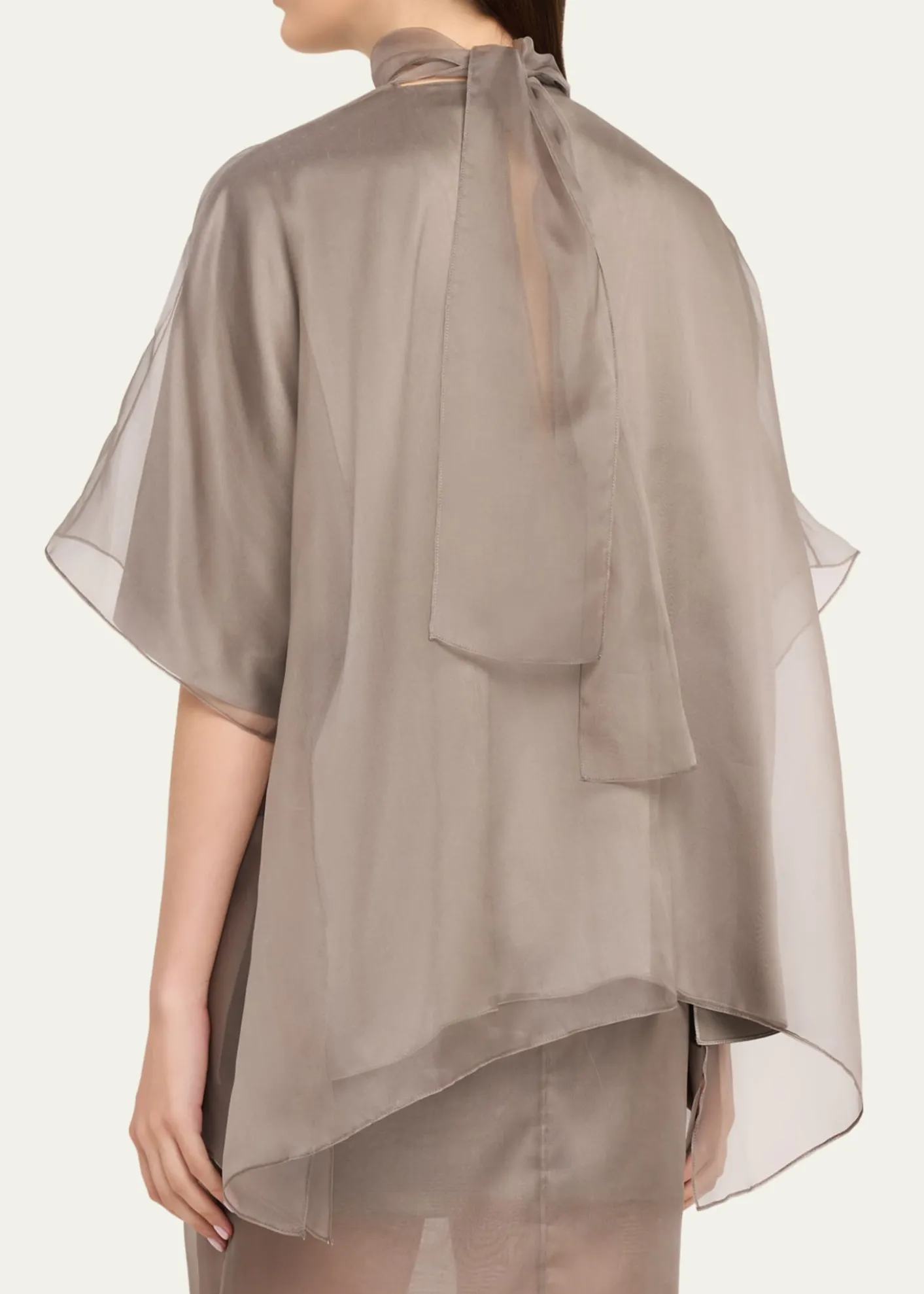 Brandon MaxwellCali Scarf-Neck Silk Organza Blouse