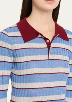 Brandon MaxwellJoni Knit Polo Long-Sleeve Shirt