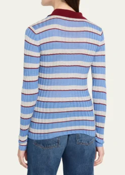 Brandon MaxwellJoni Knit Polo Long-Sleeve Shirt