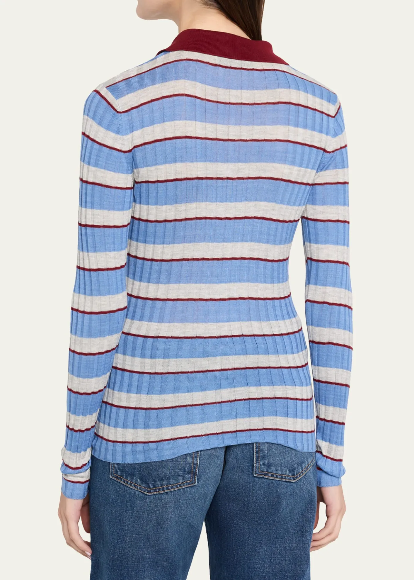 Brandon MaxwellJoni Knit Polo Long-Sleeve Shirt