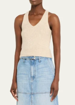 Brandon MaxwellReese V-Neck Cashmere Knit Tank Top