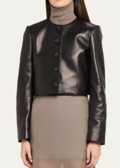Brandon MaxwellRyder Leather Cropped Box Jacket