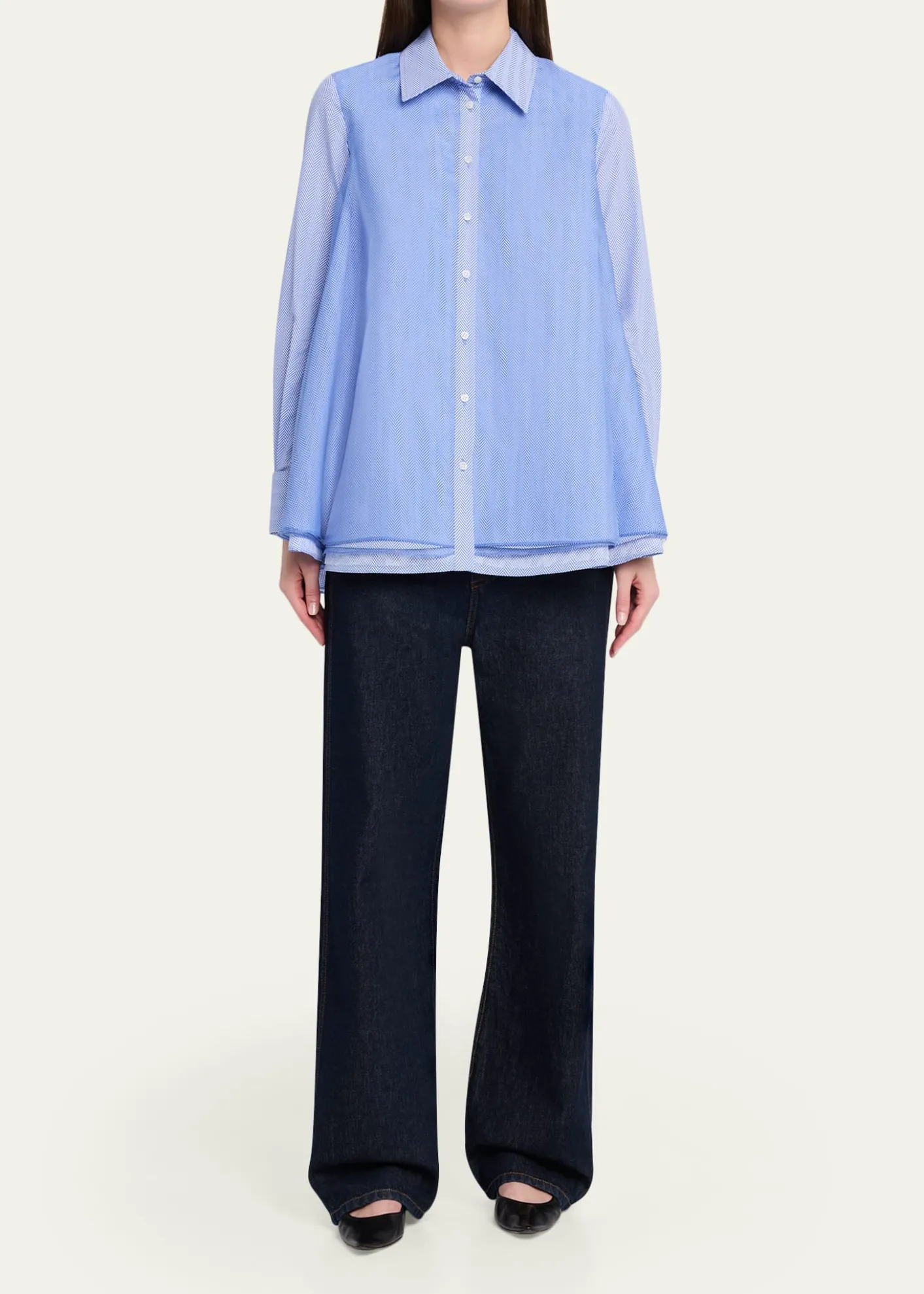 Brandon MaxwellVaughn Frothy Layered Button-Down Shirt