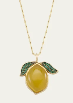 Brent NealeYellow Opal and Green Emerald Lemon Pendant Necklace
