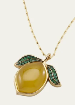 Brent NealeYellow Opal and Green Emerald Lemon Pendant Necklace