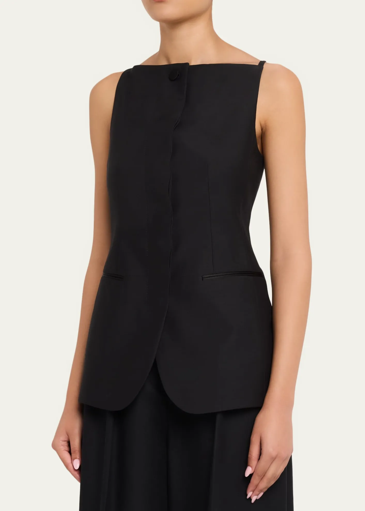BrioniHigh-Neck Satin Wool Single-Breasted Vest