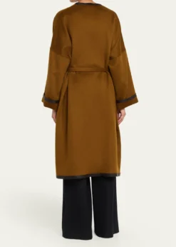 BrioniLeather-Trim Cashmere Oversized Wrap Coat