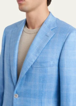 BrioniMen's Cashmere Sky Blue Plaid Jacket