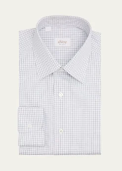 BrioniMen's Classic-Fit Micro-Check Cotton Dress Shirt