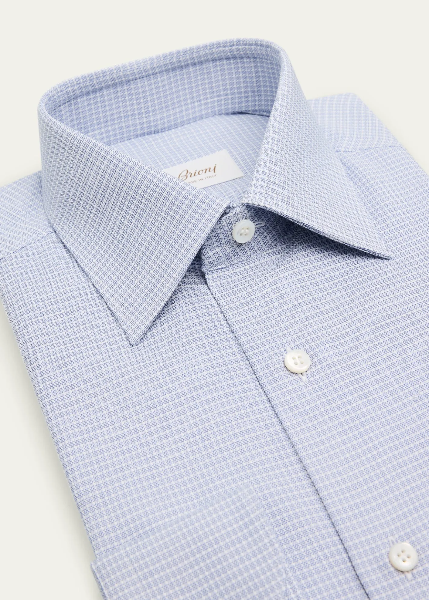 BrioniMen's Cotton Textured-Check Point Collar Dress Shirt