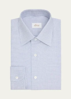 BrioniMen's Cotton Textured-Check Point Collar Dress Shirt