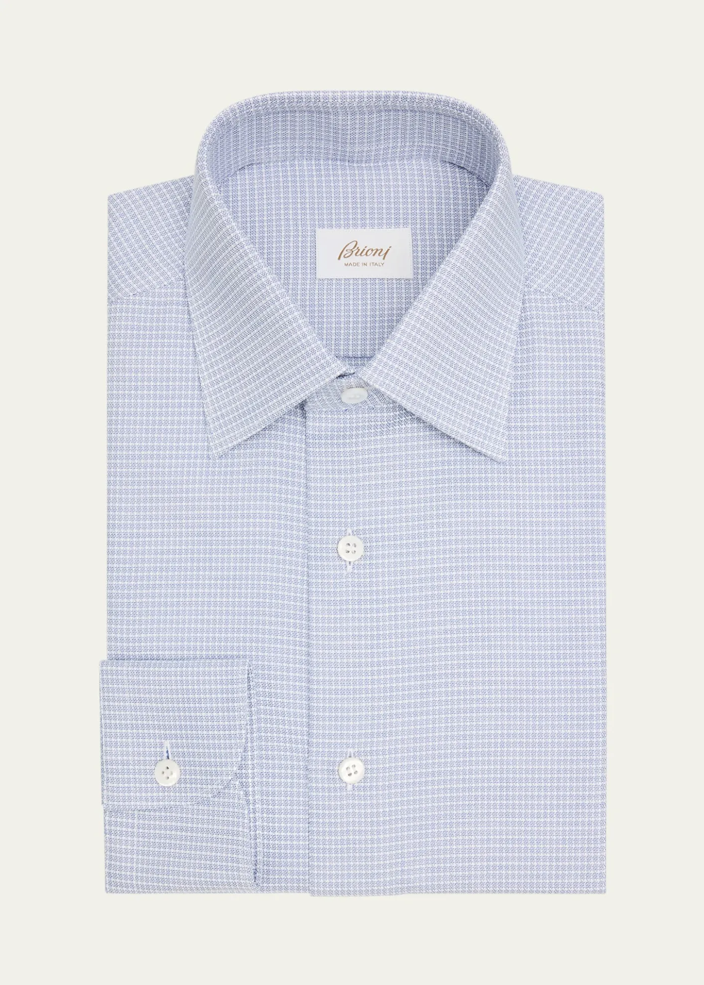 BrioniMen's Cotton Textured-Check Point Collar Dress Shirt