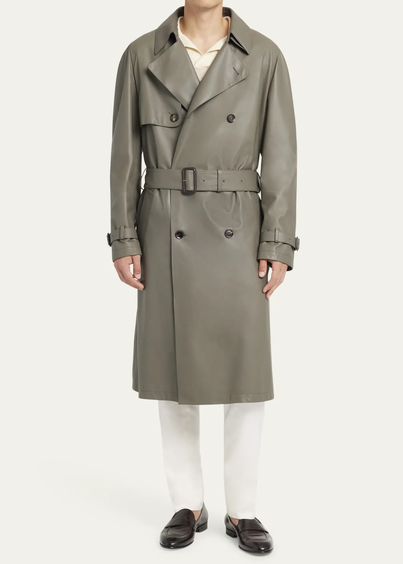 BrioniMen's Loden Leather Trench Coat
