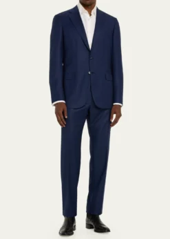 BrioniMen's Textured Solid Two-Piece Suit, Bright Navy