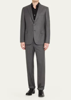 BrioniMen's Tonal Herringbone Wool-Silk Two-Piece Suit
