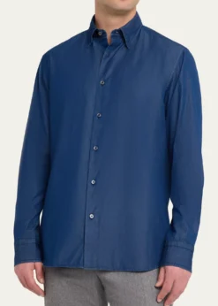 BrioniMen's Cotton Denim Casual Button-Down Shirt