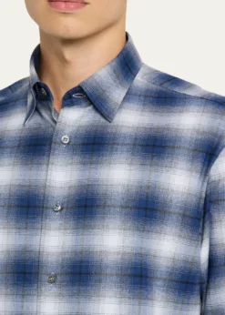 BrioniMen's Cotton Flannel Check Sport Shirt