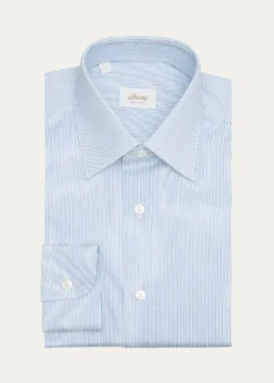 BrioniMen's Cotton Hairline Stripe Point Collar Dress Shirt