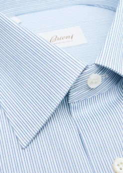 BrioniMen's Cotton Hairline Stripe Point Collar Dress Shirt