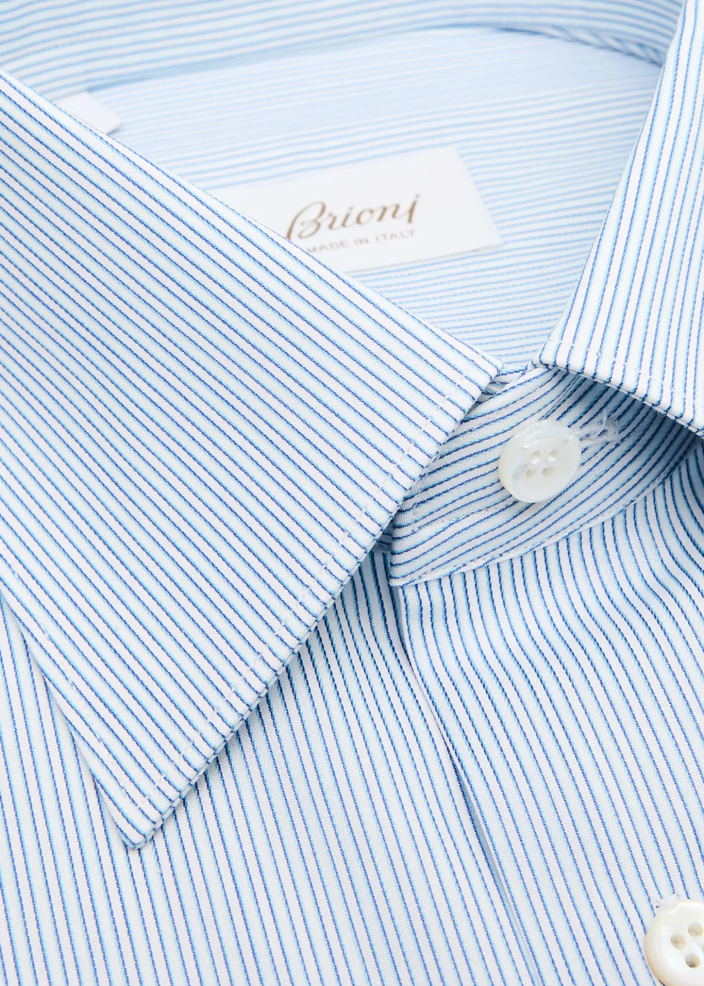 BrioniMen's Cotton Hairline Stripe Point Collar Dress Shirt