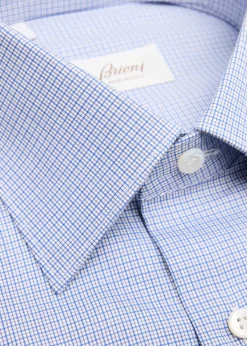 BrioniMen's Cotton Micro-Check Point Collar Dress Shirt