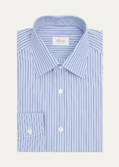 BrioniMen's Cotton Pinstripe Point Collar Dress Shirt