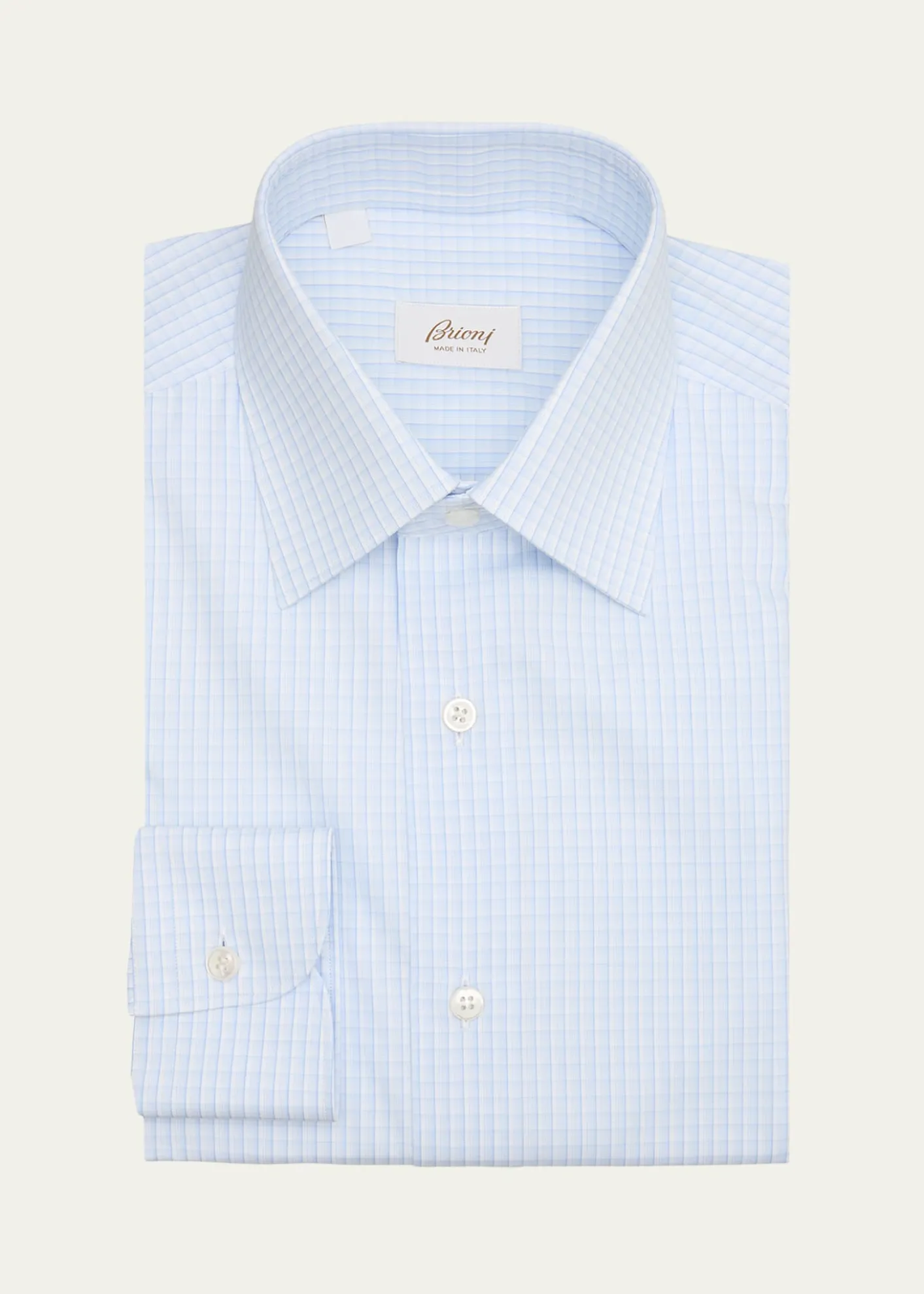 BrioniMen's Cotton Plaid Point Collar Dress Shirt