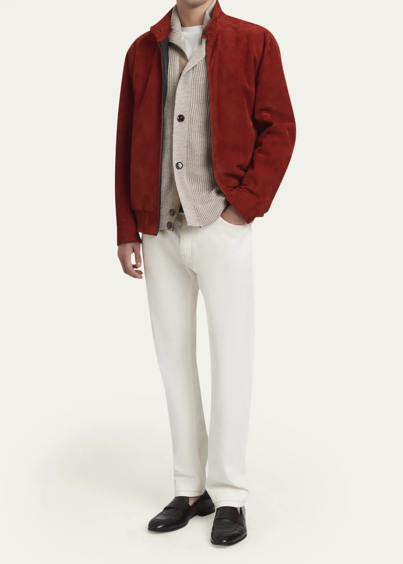 BrioniMen's Leather Stand-Collar Blouson