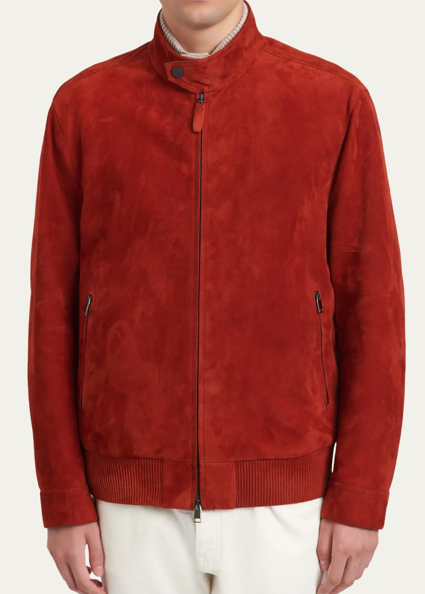 BrioniMen's Leather Stand-Collar Blouson