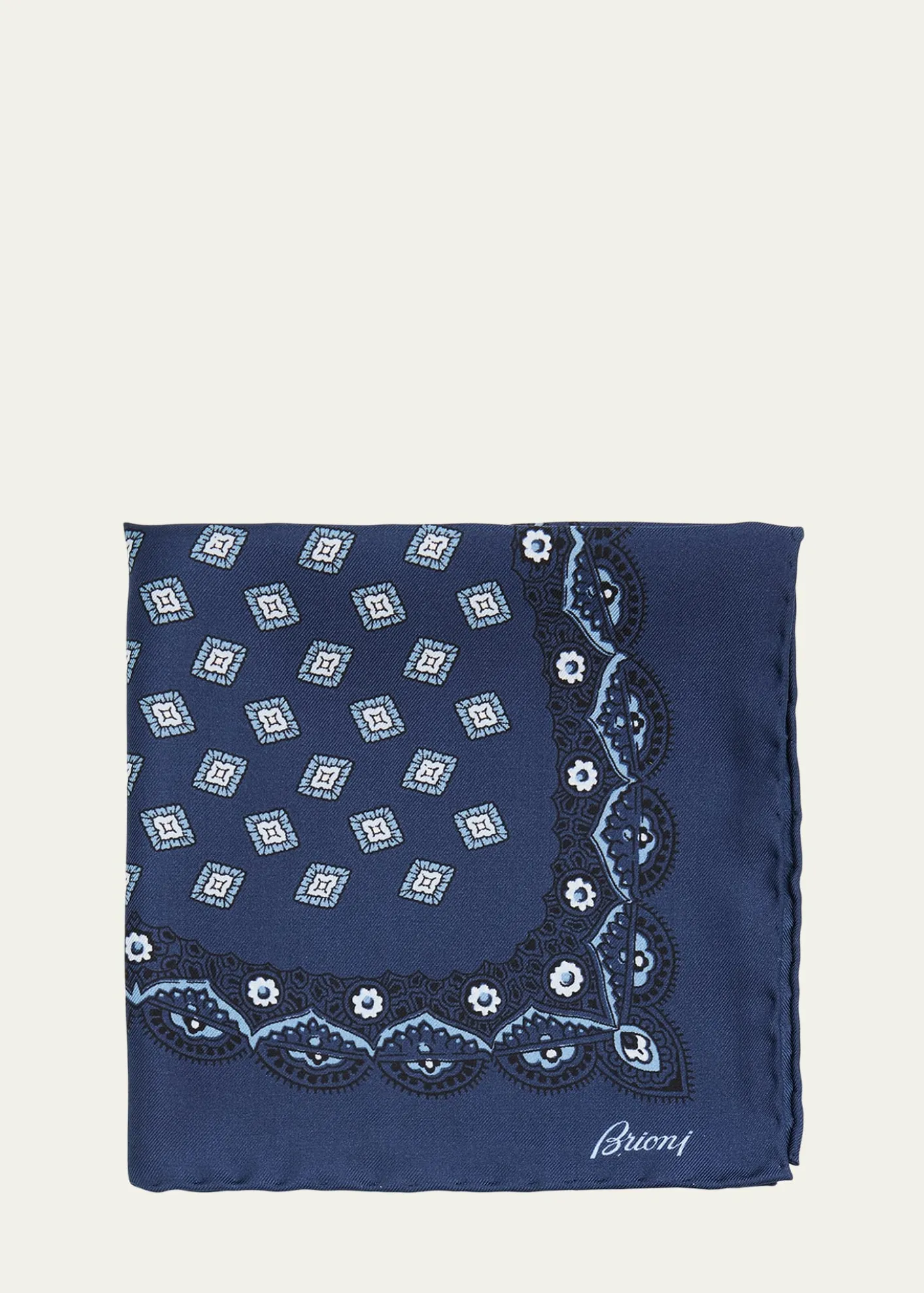 BrioniMen's Medallion-Print Silk Pocket Square