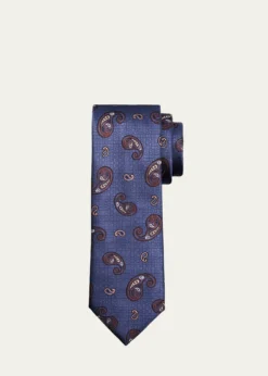 BrioniMen's Micro-Geometric Woven Paisley Silk Tie