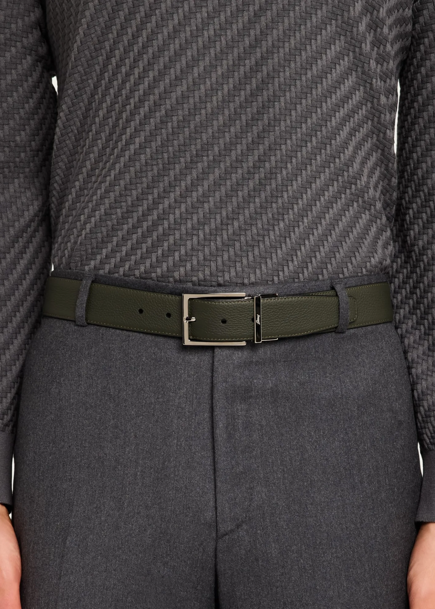 BrioniMen's Reversible Grained Leather Belt