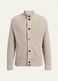 BrioniMen's Ribbed Cotton-Blend Mouline Blouson Sweater